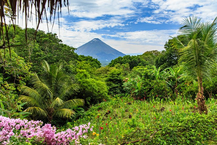 尼加拉瓜奥梅特佩岛上的康塞普西翁火山